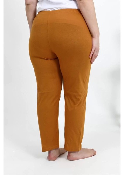 Kadın Pamuklu Büyük Beden Alt Pijama Hardal