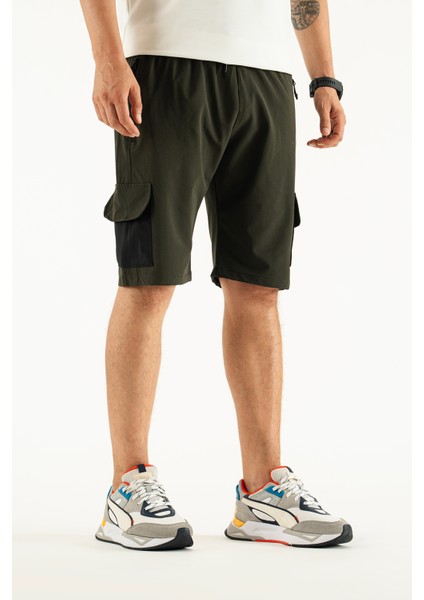 Erkek Haki Nefes Alan Likralı Kumaş 5 Cepli Outdoor Kapri Şort fiyatları