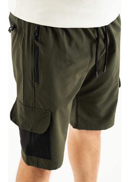 Erkek Haki Nefes Alan Likralı Kumaş 5 Cepli Outdoor Kapri Şort indirimleri