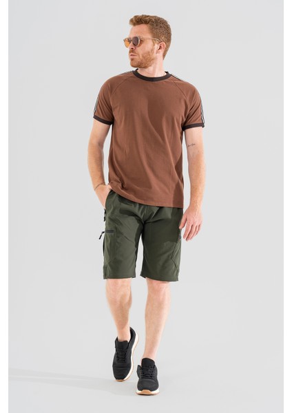 Erkek Haki Nefes Alan Likralı Kumaş 5 Cepli Outdoor Kargo Kapri Şort fiyatları