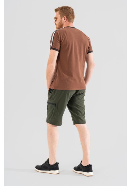 Erkek Haki Nefes Alan Likralı Kumaş 5 Cepli Outdoor Kargo Kapri Şort indirimleri