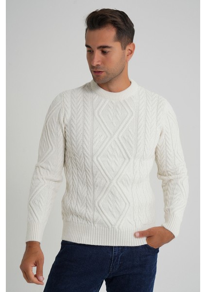 Erkek Baklava Yürütmeli Saç Örgülü Bisiklet Yaka Yün Kazak TRIST-5347 fiyatları