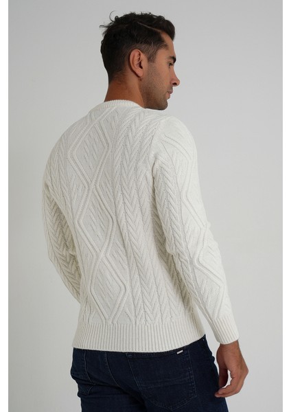 Erkek Baklava Yürütmeli Saç Örgülü Bisiklet Yaka Yün Kazak TRIST-5347 modelleri