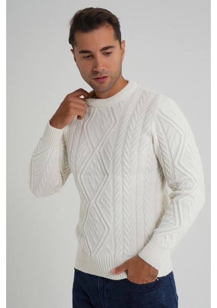 Erkek Baklava Yürütmeli Saç Örgülü Bisiklet Yaka Yün Kazak TRIST-5347 fırsatları