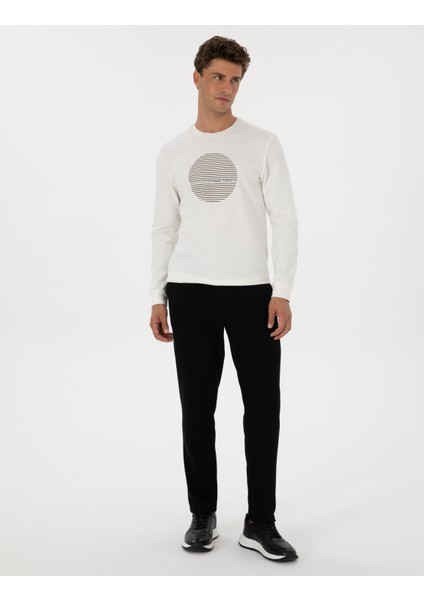 Erkek Siyah Slim Fit 3 Iplik Düz Paça Eşofman Altı 50317670-VR046