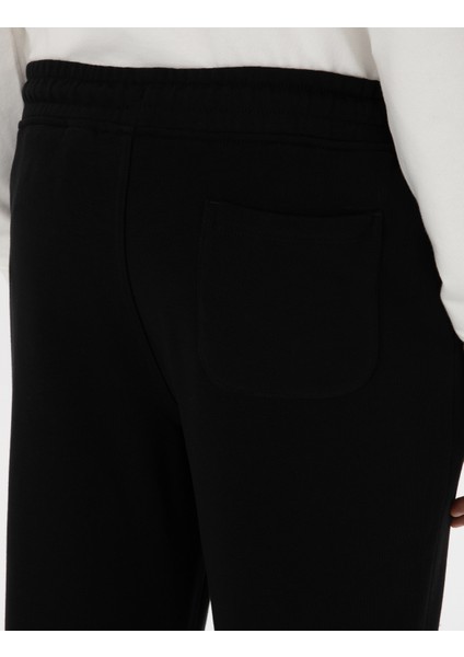 Erkek Siyah Slim Fit 3 Iplik Düz Paça Eşofman Altı 50317670-VR046