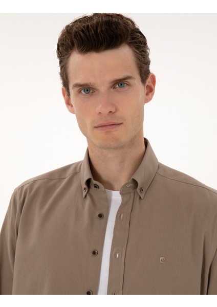 Erkek Vizon Regular Fit Uzun Kollu Gömlek 50316736-VR052 fiyatları