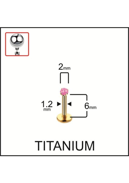 Yüksek Kalite Titanyum Titanium Opal Taşlı Kıkırdak Helix Tragus Titanyum Piercingi