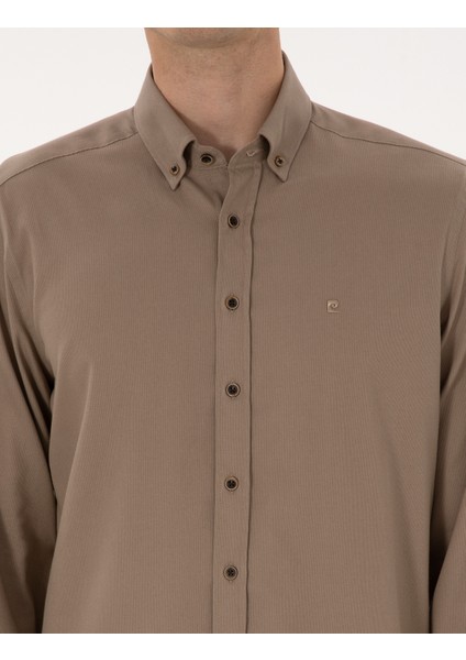 Erkek Vizon Regular Fit Uzun Kollu Gömlek 50316736-VR052