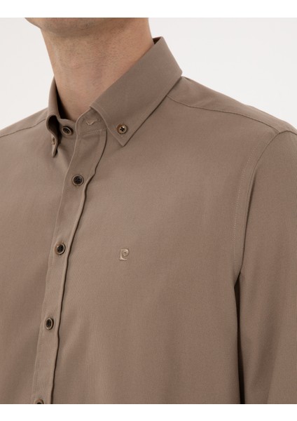 Erkek Vizon Regular Fit Uzun Kollu Gömlek 50316736-VR052