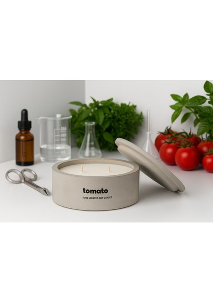 Dekoratif El Yapımı Yatay Mum : Çift Fitilli : Kokulu Soya Mum : Tomato