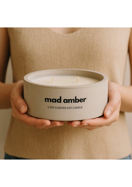 Dekoratif El Yapımı Yatay Mum : Çift Fitilli : Kokulu Soya Mum : Mad Amber fiyatları