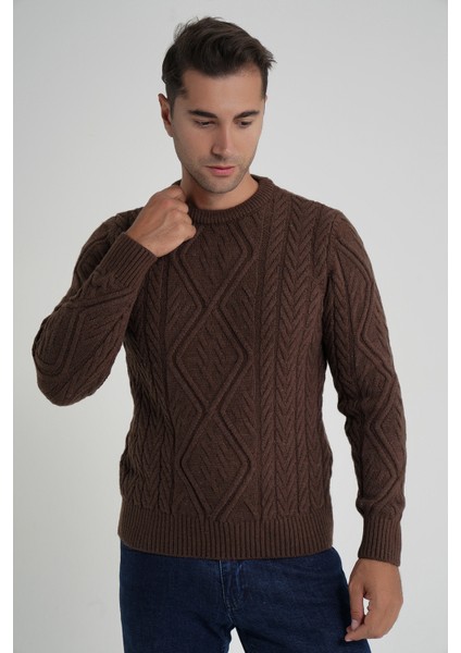 Erkek Baklava Yürütmeli Saç Örgülü Bisiklet Yaka Yün Kazak TRIST-5347 fiyatları