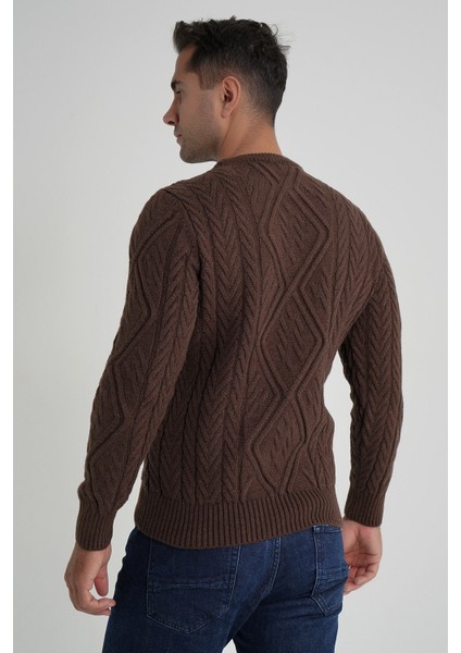 Erkek Baklava Yürütmeli Saç Örgülü Bisiklet Yaka Yün Kazak TRIST-5347 modelleri