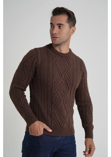 Erkek Baklava Yürütmeli Saç Örgülü Bisiklet Yaka Yün Kazak TRIST-5347 fırsatları