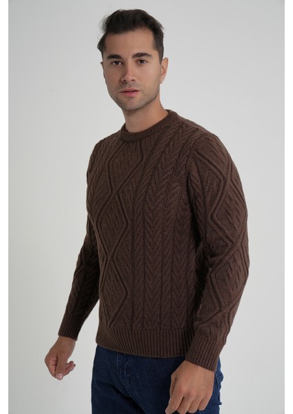 Erkek Baklava Yürütmeli Saç Örgülü Bisiklet Yaka Yün Kazak TRIST-5347 indirimleri