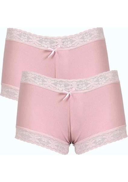 Kadın Pamuklu 2li Boxer Pudra