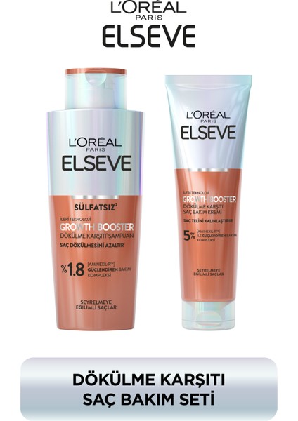 Elseve Growth Booster Dökülme Karşıtı Rutin: Şampuan & Saç Bakım Kremi
