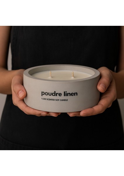 Dekoratif El Yapımı Yatay Mum : Çift Fitilli : Kokulu Soya Mum : Poudre Linen fiyatları