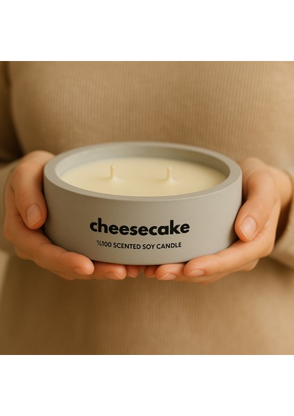 Dekoratif El Yapımı Yatay Mum : Çift Fitilli : Kokulu Soya Mum : Cheesecake fiyatları