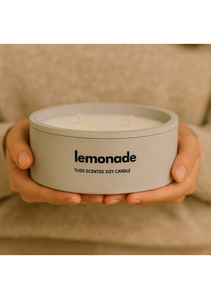 Dekoratif El Yapımı Yatay Mum : Çift Fitilli : Kokulu Soya Mum : Lemonade fiyatları