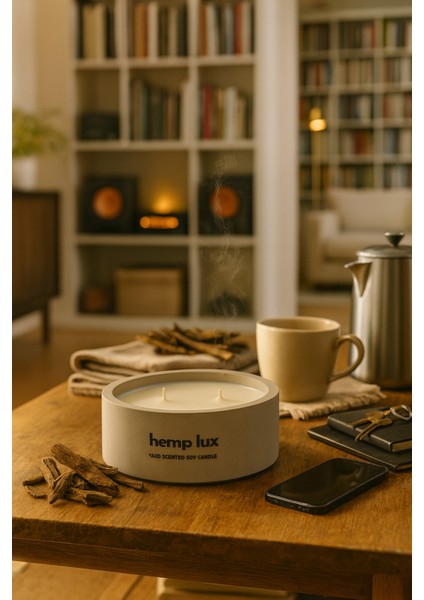 Dekoratif El Yapımı Yatay Mum : Çift Fitilli : Kokulu Soya Mum : Oud Lux