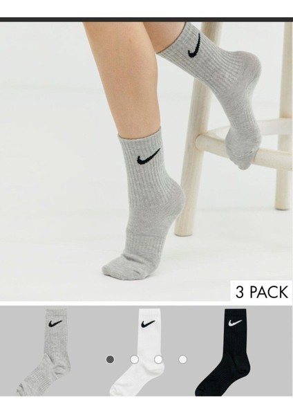 3'lü Beyaz Unisex Çorap Antrenman Veya Günlük