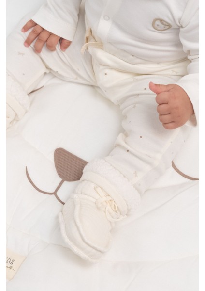 Organik Pamuk Müslin Ekru Bebek Pantolonu