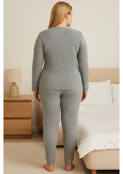Gri Kadın Büyük Beden Pijama Takımı fırsatları