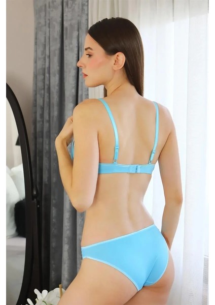 Kadın Destekli Sütyen Takım Mavi