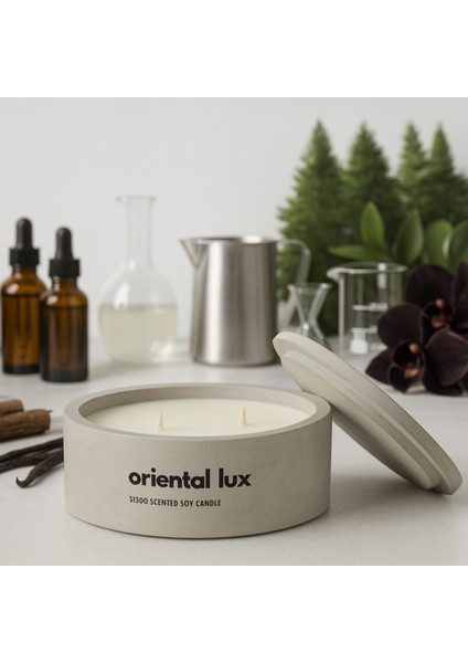 Dekoratif El Yapımı Yatay Mum : Çift Fitilli : Kokulu Soya Mum : Oriental Lux