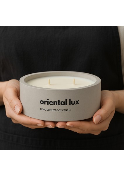 Dekoratif El Yapımı Yatay Mum : Çift Fitilli : Kokulu Soya Mum : Oriental Lux fiyatları