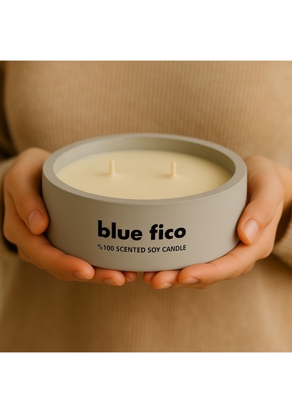 Dekoratif El Yapımı Yatay Mum : Çift Fitilli : Kokulu Soya Mum : Blue Fico fırsatları