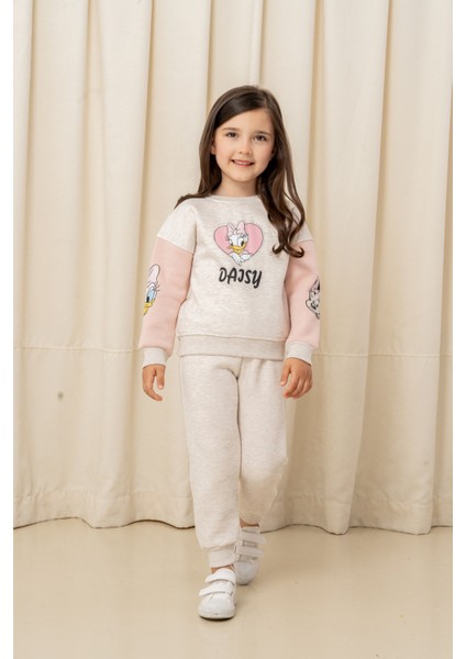 Kız Çocuk Taşlı Kalp Daisy Şardonlu 2'li Takım - 63076308