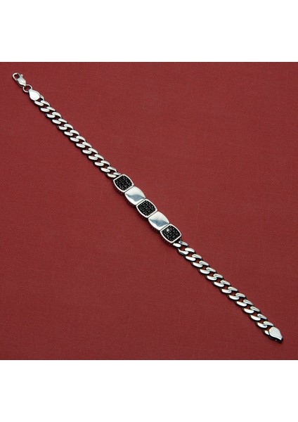 955 Siyah Zirkon Gümüş Bileklik