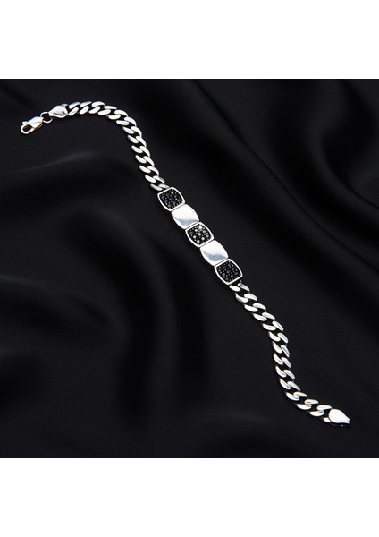 955 Siyah Zirkon Gümüş Bileklik fiyatları