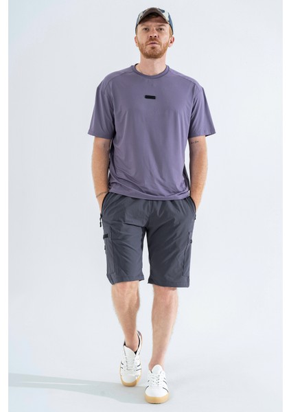 Erkek Gri Nefes Alan Likralı Kumaş 5 Cepli Outdoor Kargo Kapri Şort fiyatları