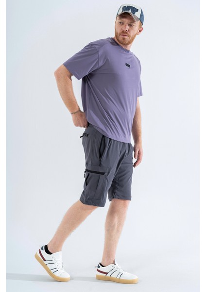 Erkek Gri Nefes Alan Likralı Kumaş 5 Cepli Outdoor Kargo Kapri Şort modelleri