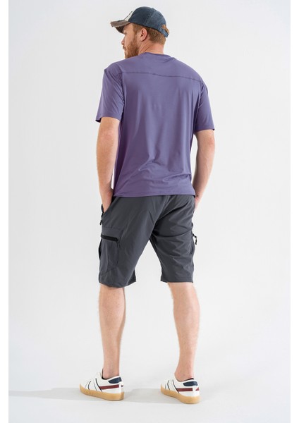 Erkek Gri Nefes Alan Likralı Kumaş 5 Cepli Outdoor Kargo Kapri Şort indirimleri