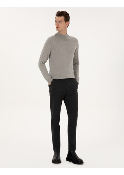 Erkek Siyah Slim Fit Kanvas Pantolon 50317228-VR046