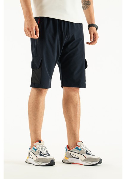 Erkek Lacivert Nefes Alan Likralı Kumaş 5 Cepli Outdoor Kapri Şort fiyatları