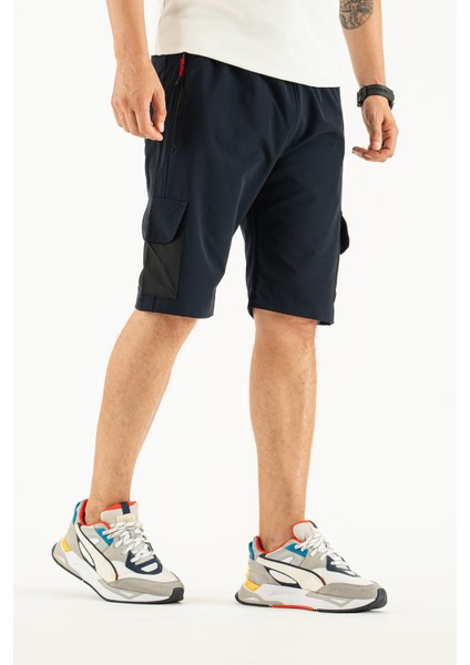 Erkek Lacivert Nefes Alan Likralı Kumaş 5 Cepli Outdoor Kapri Şort indirimleri