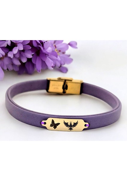 14 Ayar Altın Plakalı Kral Kartal Temalı Doğal Mor Derili Kelebek Figürlü Hediye BILEKLIK-653SEMBOL fiyatları