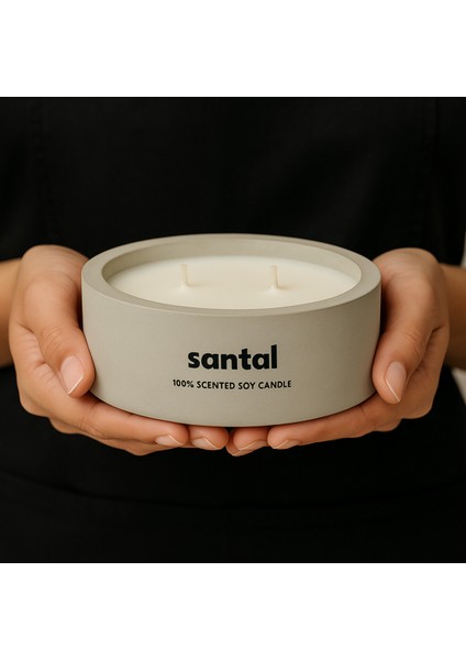 Dekoratif El Yapımı Yatay Mum : Çift Fitilli : Kokulu Soya Mum : Santal fiyatları
