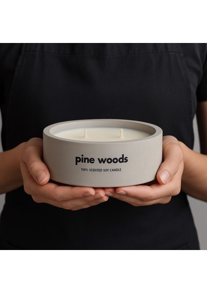 Dekoratif El Yapımı Yatay Mum : Çift Fitilli : Kokulu Soya Mum : Pine Woods fiyatları