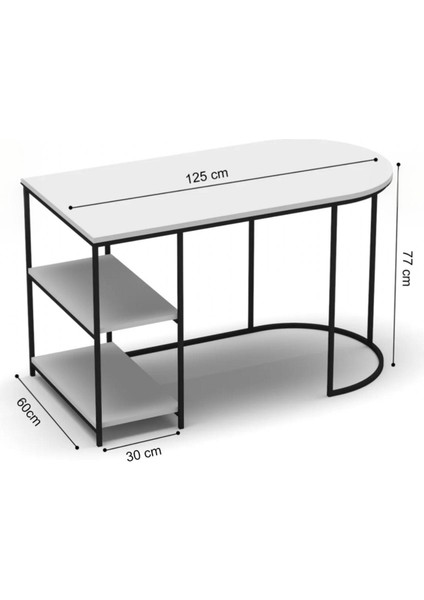 Raflı Çalışma Masası 125 cm x 60 cm Bilgisayar Masası Çok Amaçlı Makyaj Masası Ofis Masası Yemek Masası Beyaz Renk modelleri