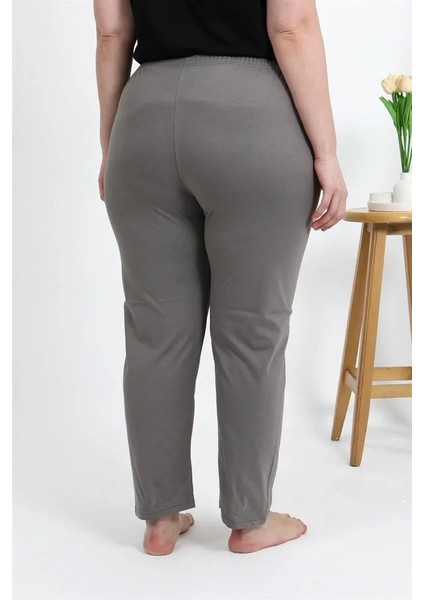 Kadın Pamuklu Büyük Beden Alt Pijama Vizon