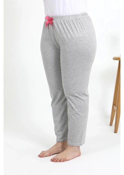 Kadın Pamuklu Büyük Beden Alt Pijama Gri