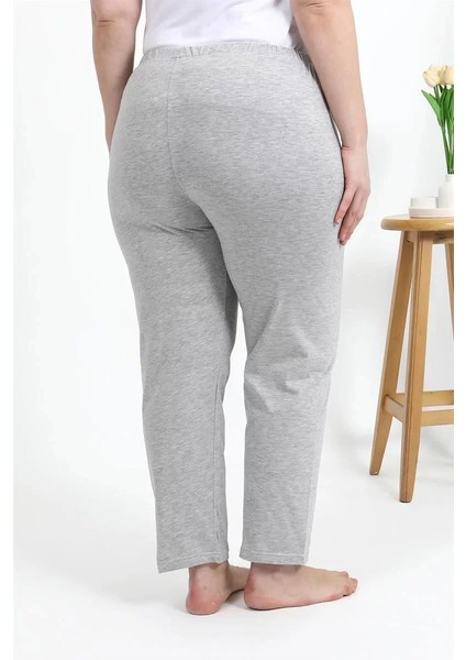 Kadın Pamuklu Büyük Beden Alt Pijama Gri