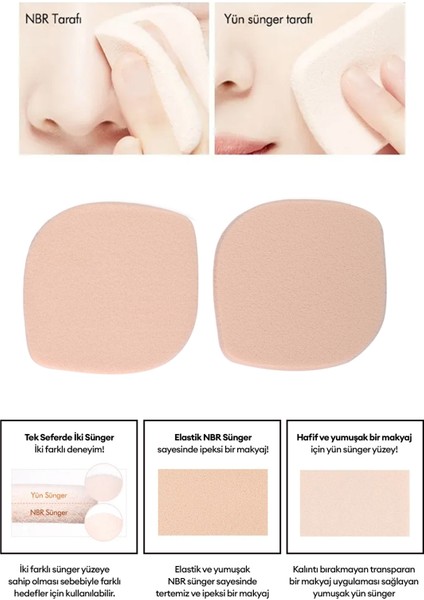 Çift Taraflı Makyaj Süngeri NBR Flocking Dual Puff (2Adet)